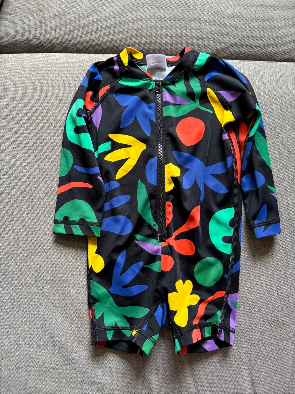Hanna Andersson Black Swim Rashguard with Bright Multi-Color Shapes